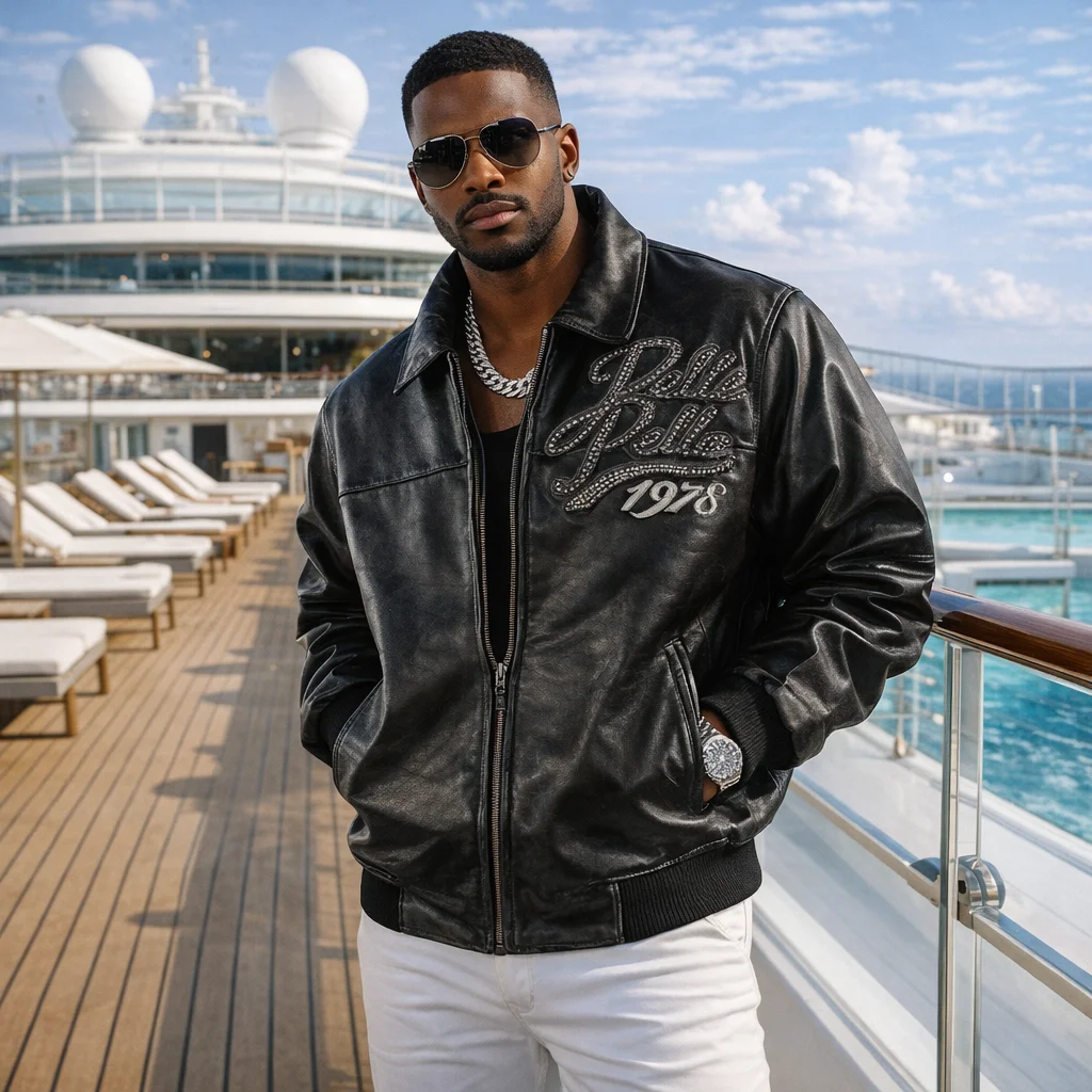 Pelle Pelle Exotic Black Leather Jacket