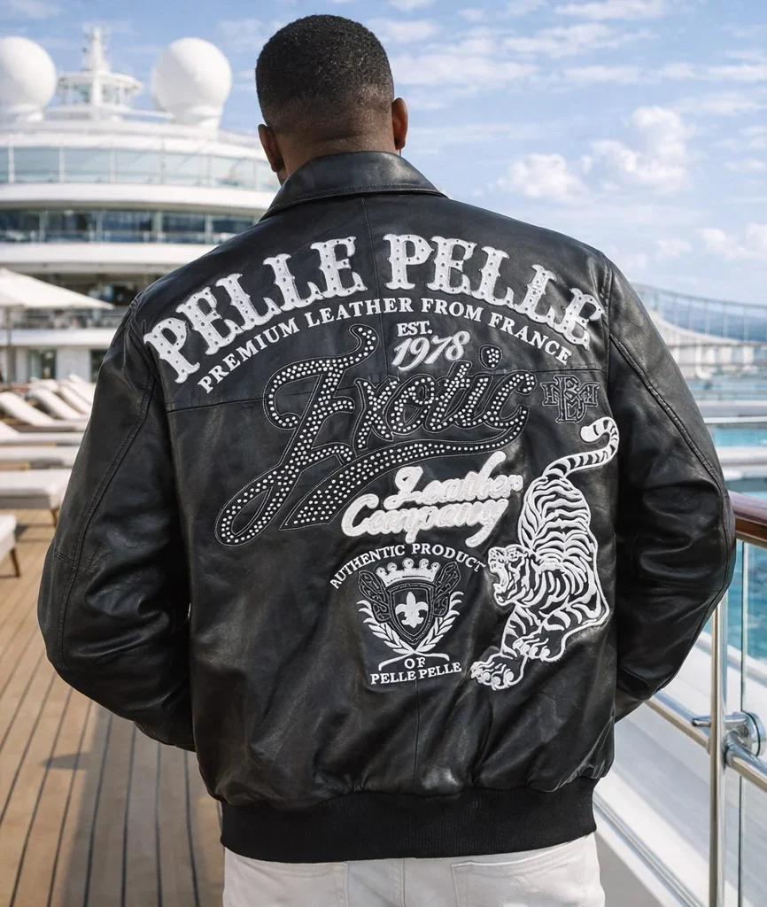 Pelle Pelle Exotic Black Leather Jacket