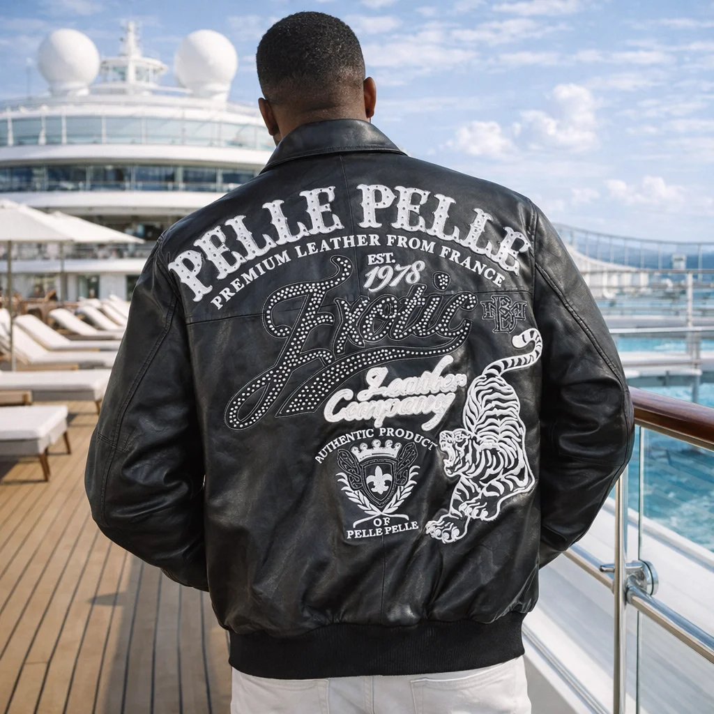 Pelle Pelle Exotic Black Leather Jacket