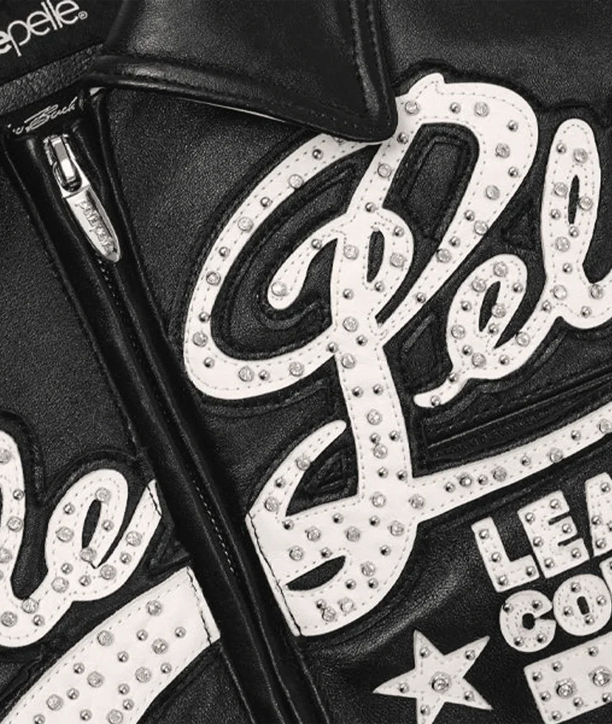 Pelle Pelle Encrusted Plush Black Varsity Jacket