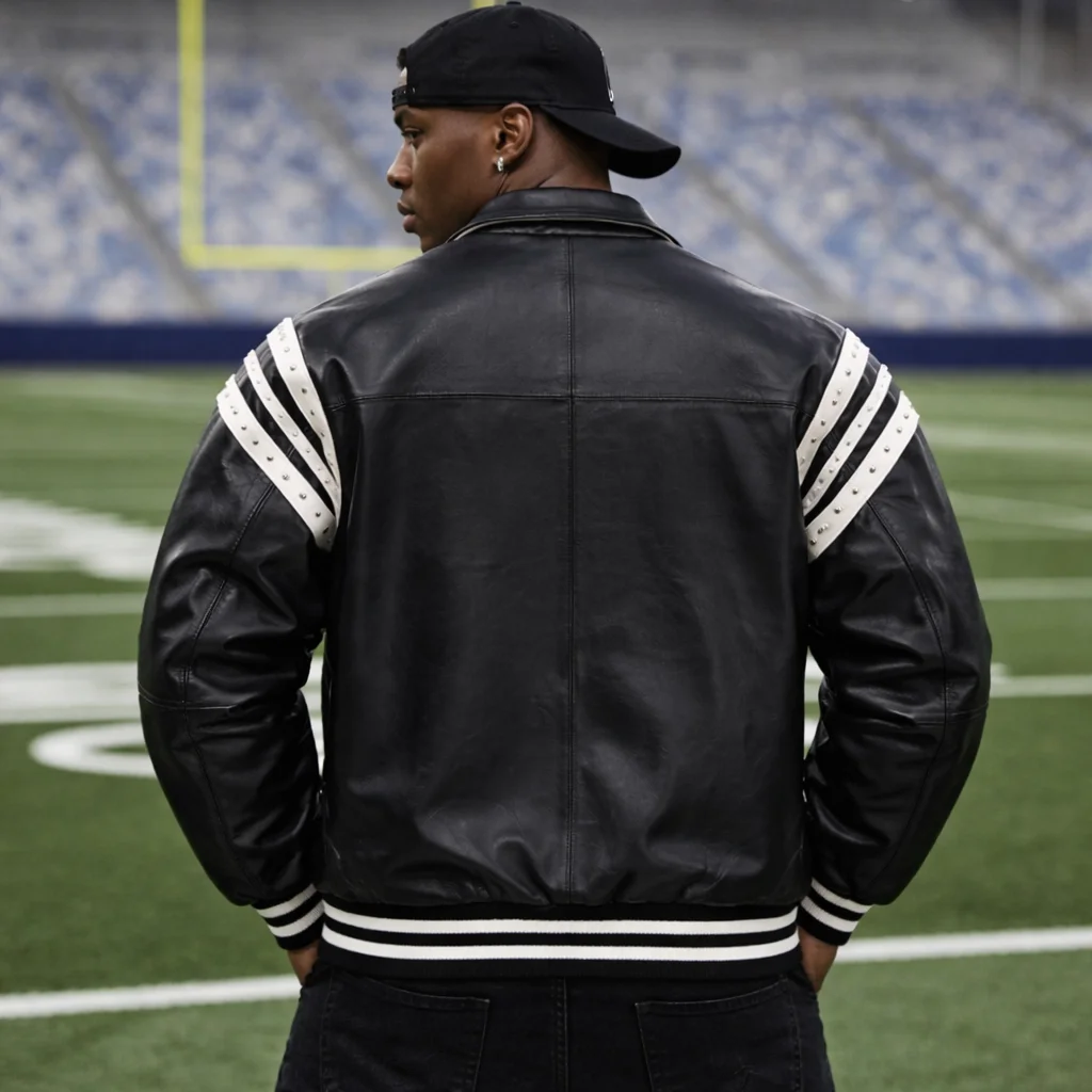 Pelle Pelle Encrusted Plush Black Varsity Jacket