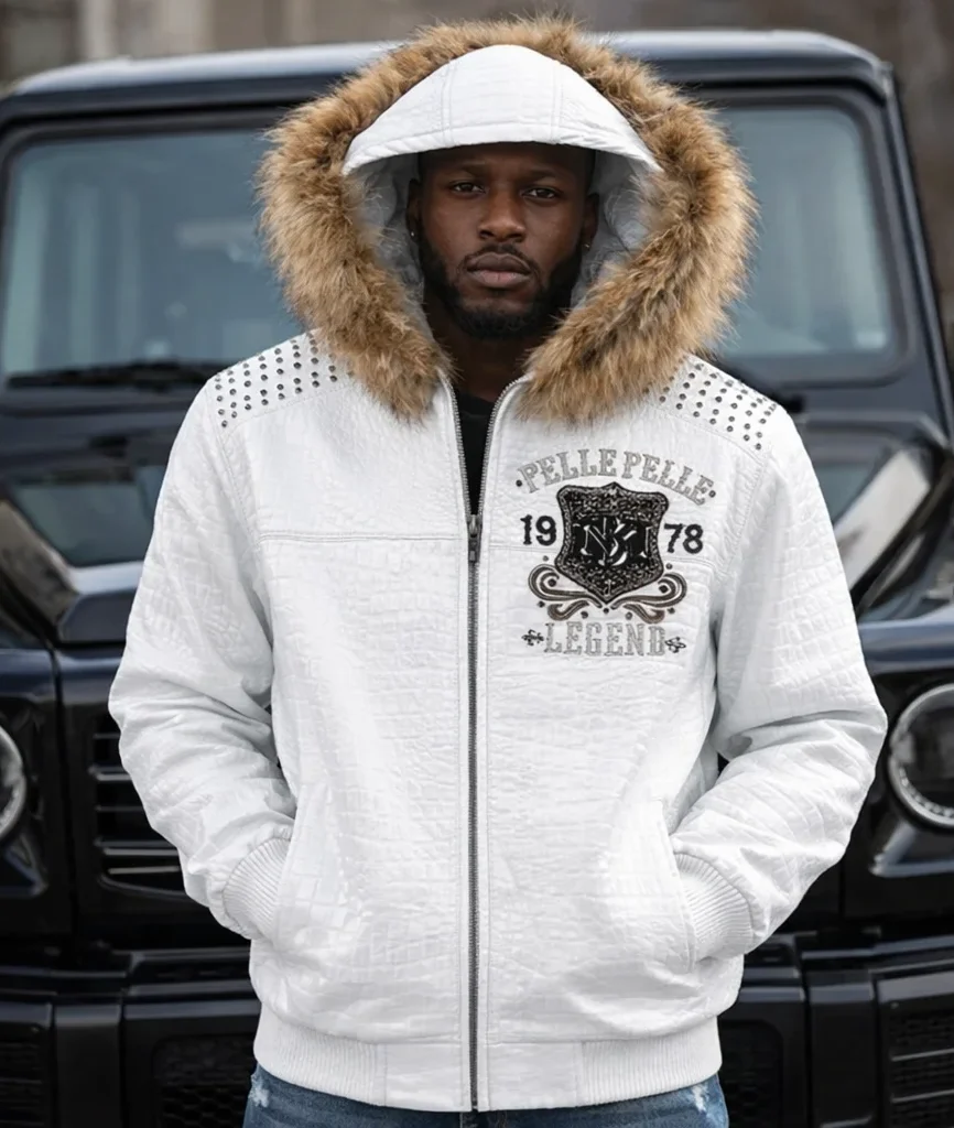 Pelle Pelle Freecrack White Fur Hood Jacket