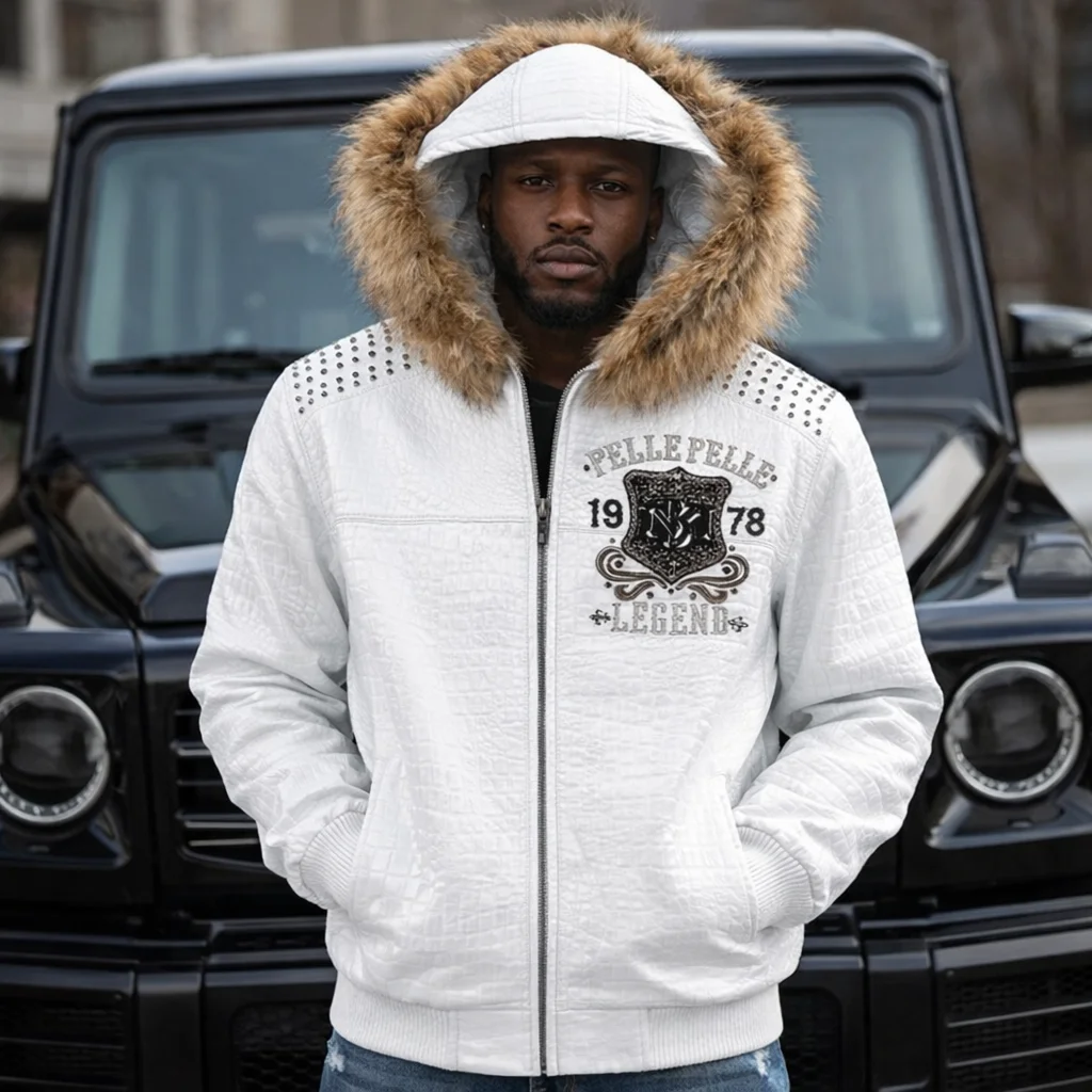 Pelle Pelle Freecrack White Fur Hood Jacket