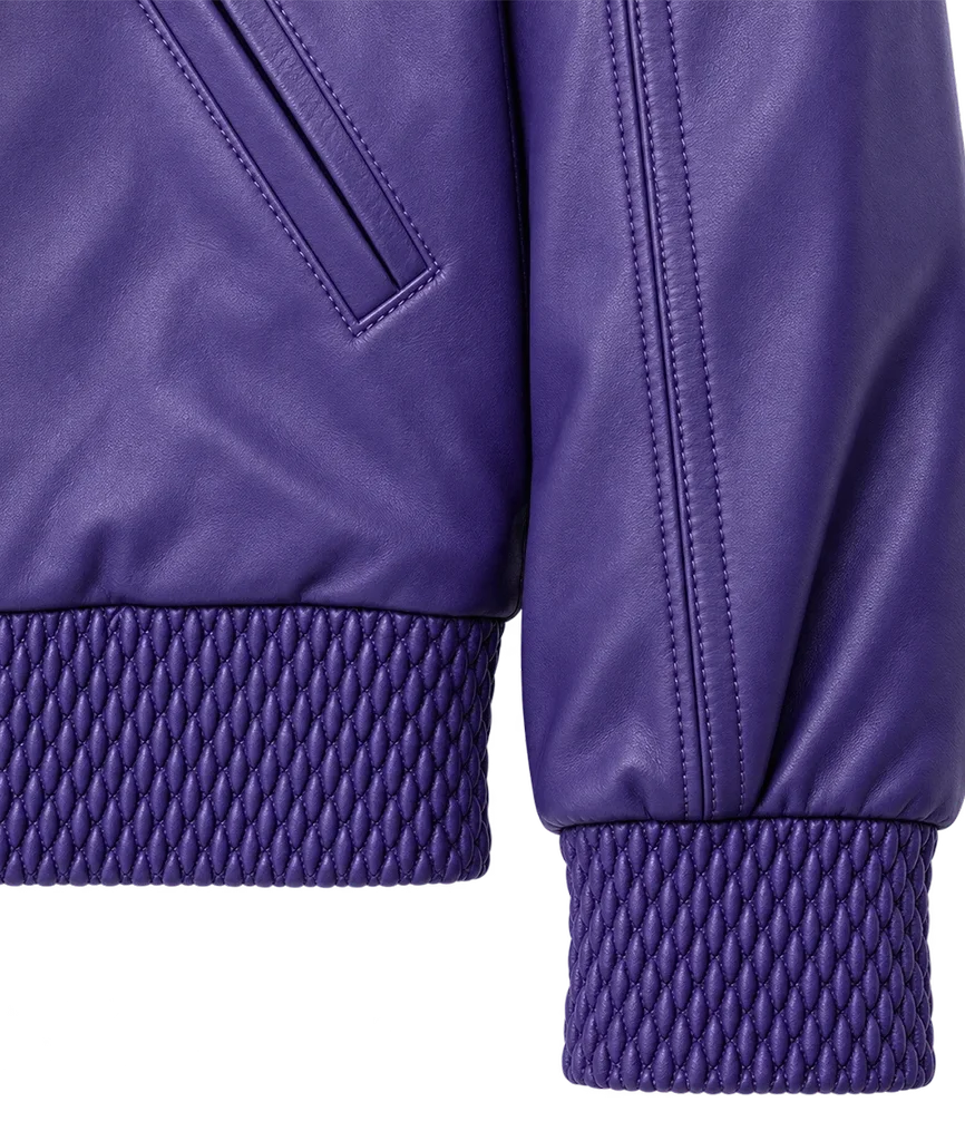 Pelle Pelle Basic Burnish Purple Leather Bomber Jacket