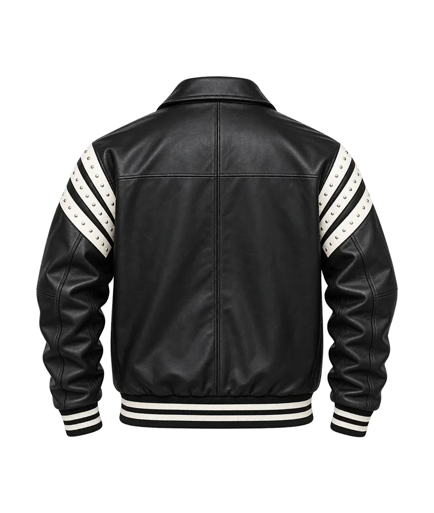 Pelle Pelle Encrusted Plush Black Varsity Jacket