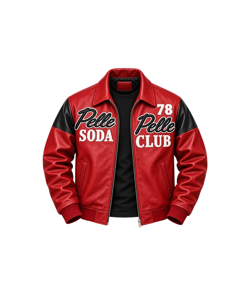 Pelle Pelle Soda Club Custom Made 1978 Red Leather Jacket