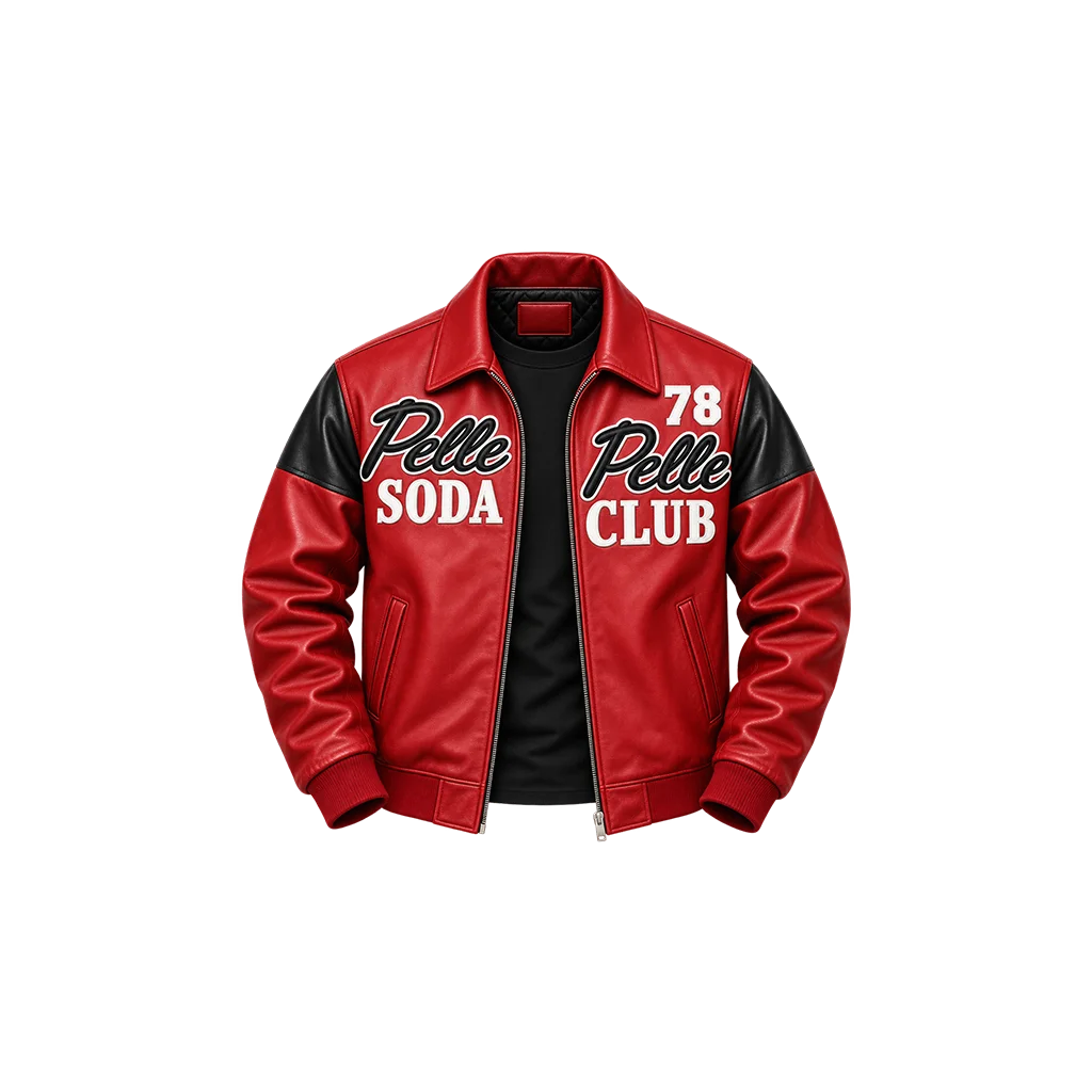 Pelle Pelle Soda Club Custom Made 1978 Red Leather Jacket