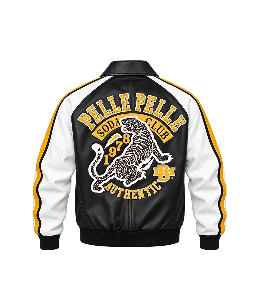 Pelle Pelle Soda Club Authentic Tiger Black Leather Jacket