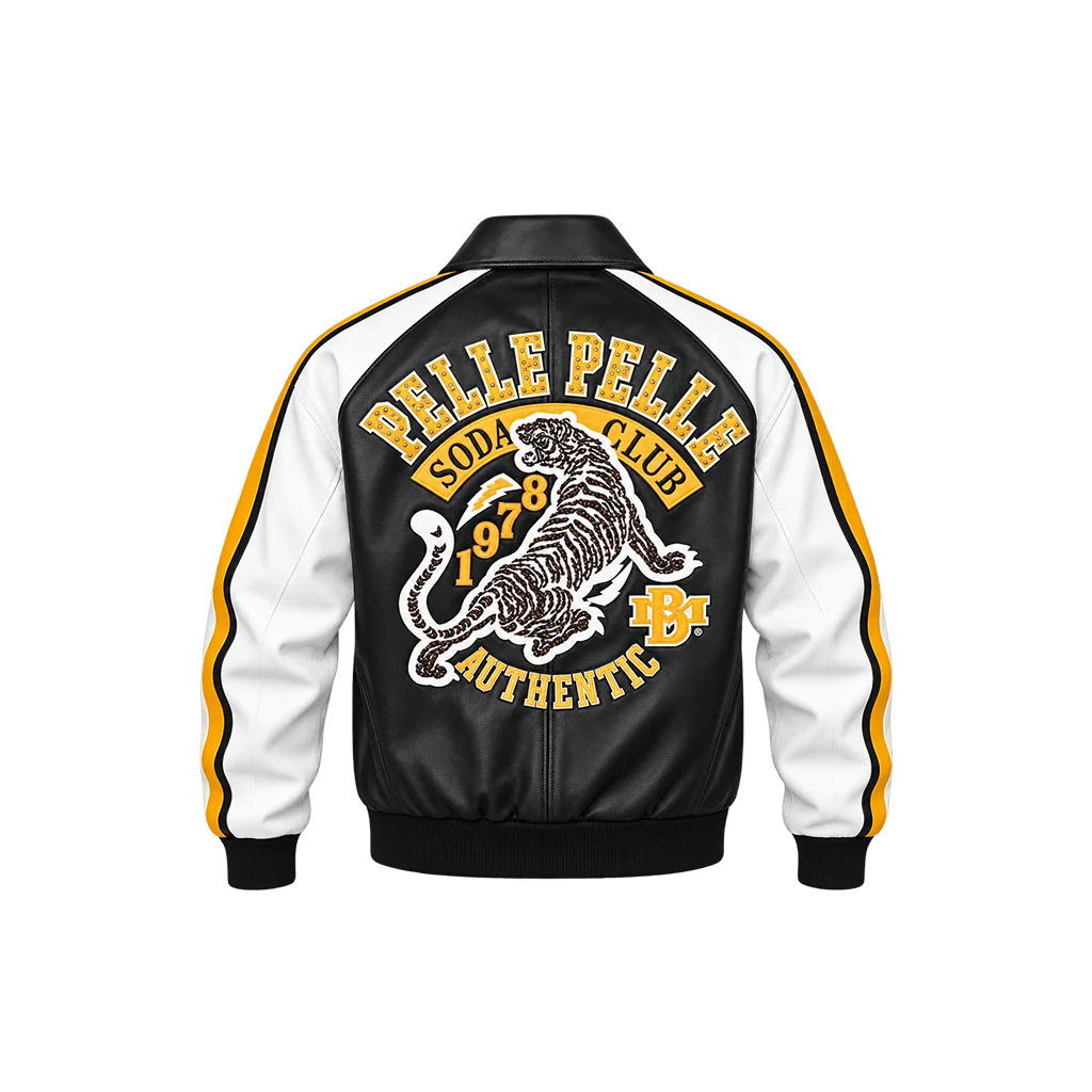 Pelle Pelle Soda Club Authentic Tiger Black Leather Jacket