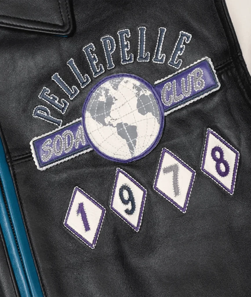 Pelle Pelle World Famous Soda Club Blue & Black Leather Jacket