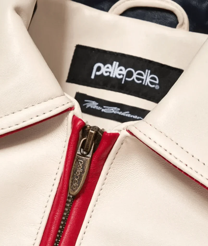 Pelle Pelle World Famous Soda Club Cream & Red Leather Jacket