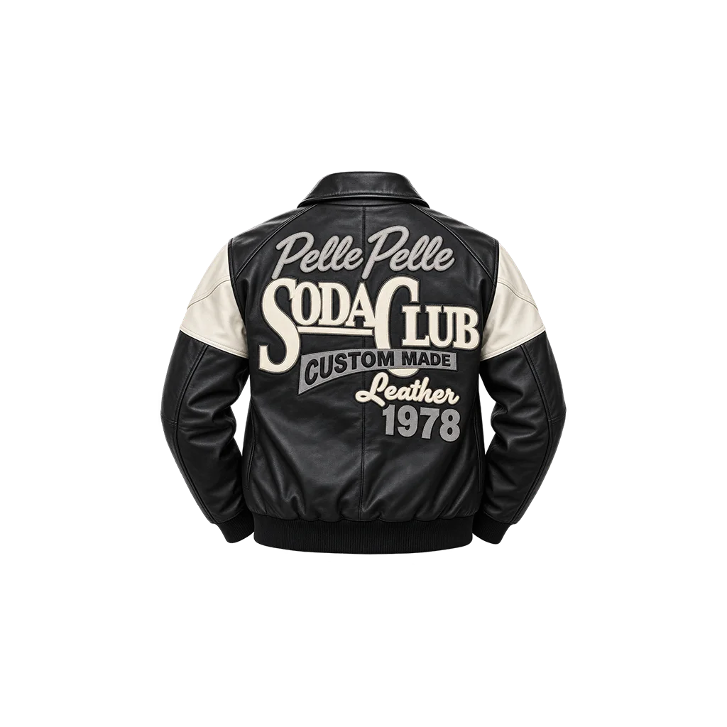 Pelle Pelle Soda Club Custom Made 1978 Black Leather Jacket