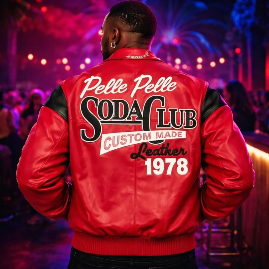 Pelle Pelle Soda Club Custom Made 1978 Red Leather Jacket