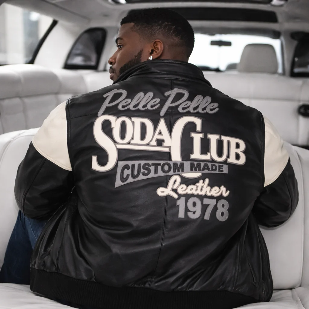 Pelle Pelle Soda Club Custom Made 1978 Black Leather Jacket