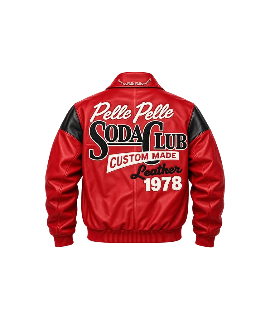 Pelle Pelle Soda Club Custom Made 1978 Red Leather Jacket