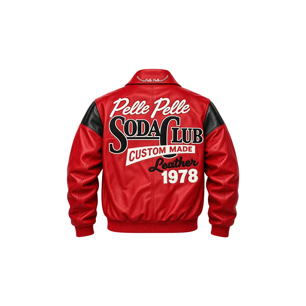 Pelle Pelle Soda Club Custom Made 1978 Red Leather Jacket