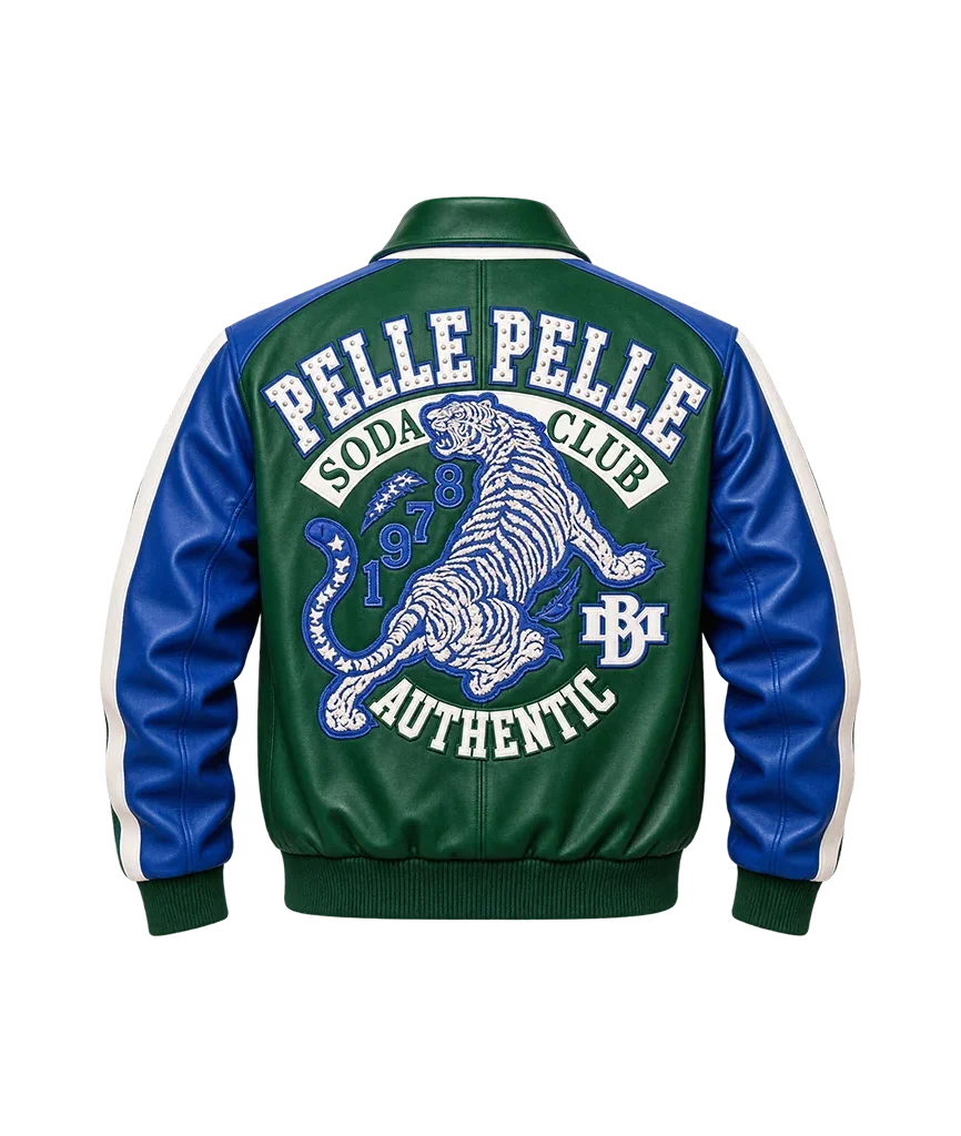 Pelle Pelle Soda Club Authentic Tiger Green Leather Jacket