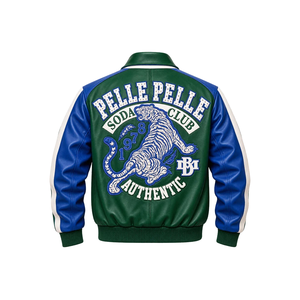 Pelle Pelle Soda Club Authentic Tiger Green Leather Jacket