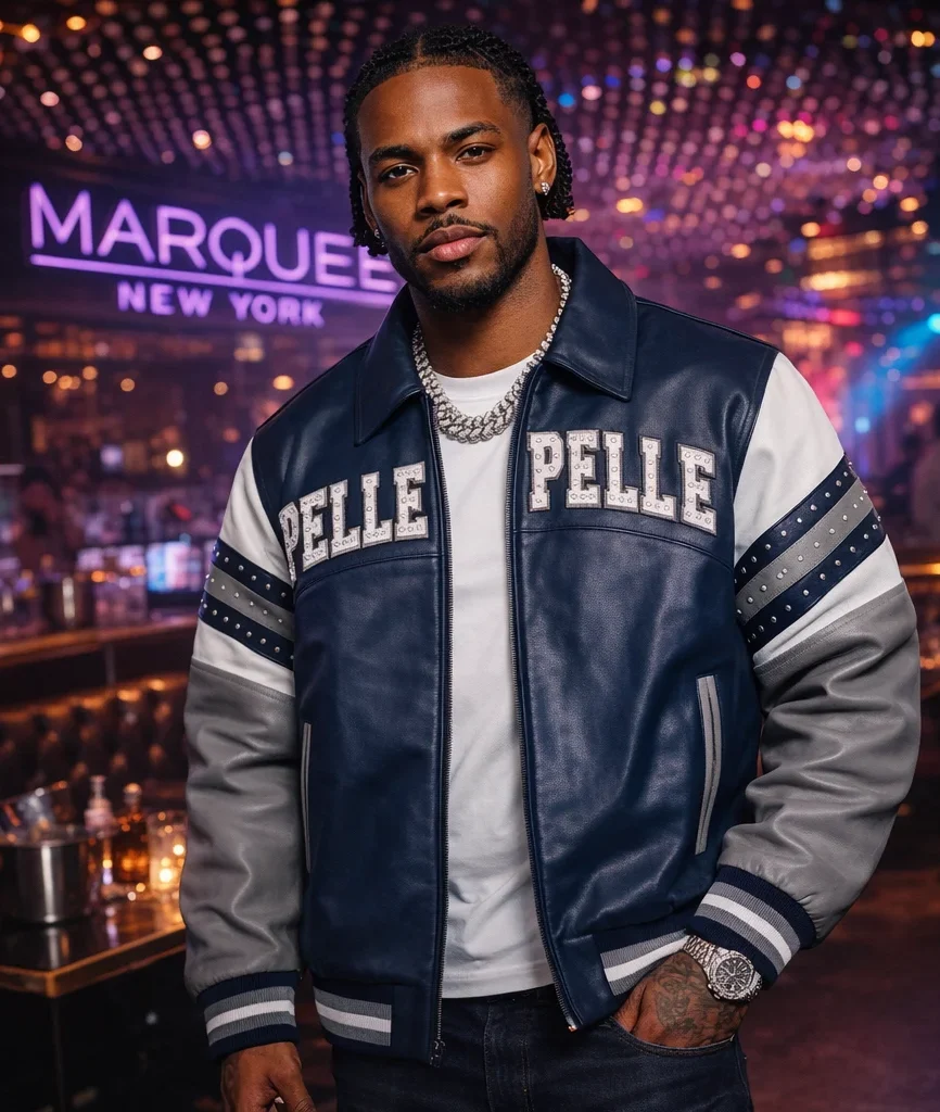 Pelle Pelle Soda Club Vintage Navy Blue Leather Jacket