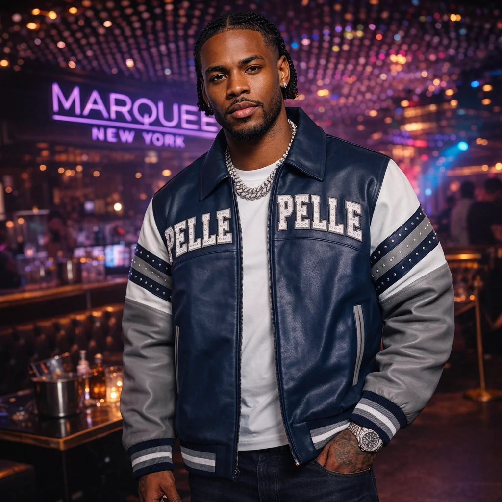Pelle Pelle Soda Club Vintage Navy Blue Leather Jacket