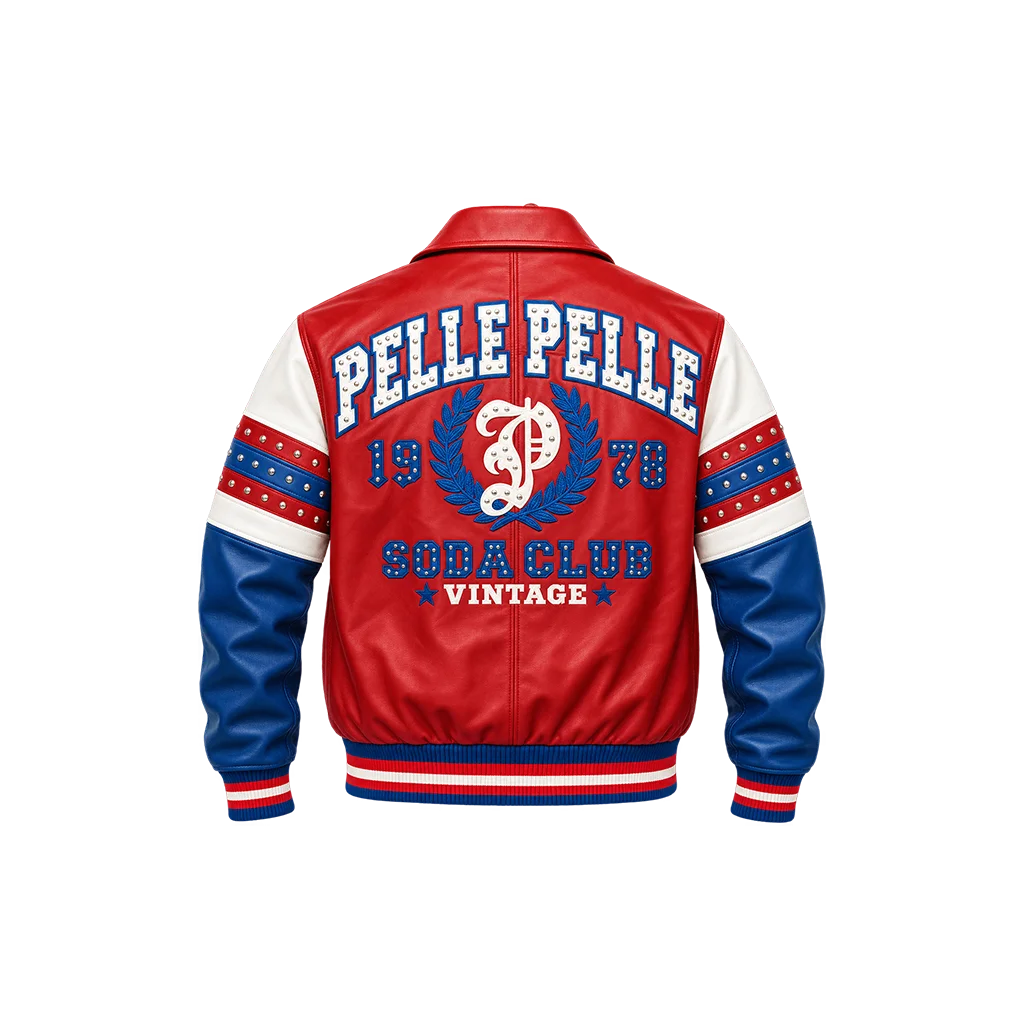 Pelle Pelle Soda Club Red & Blue Leather Jacket