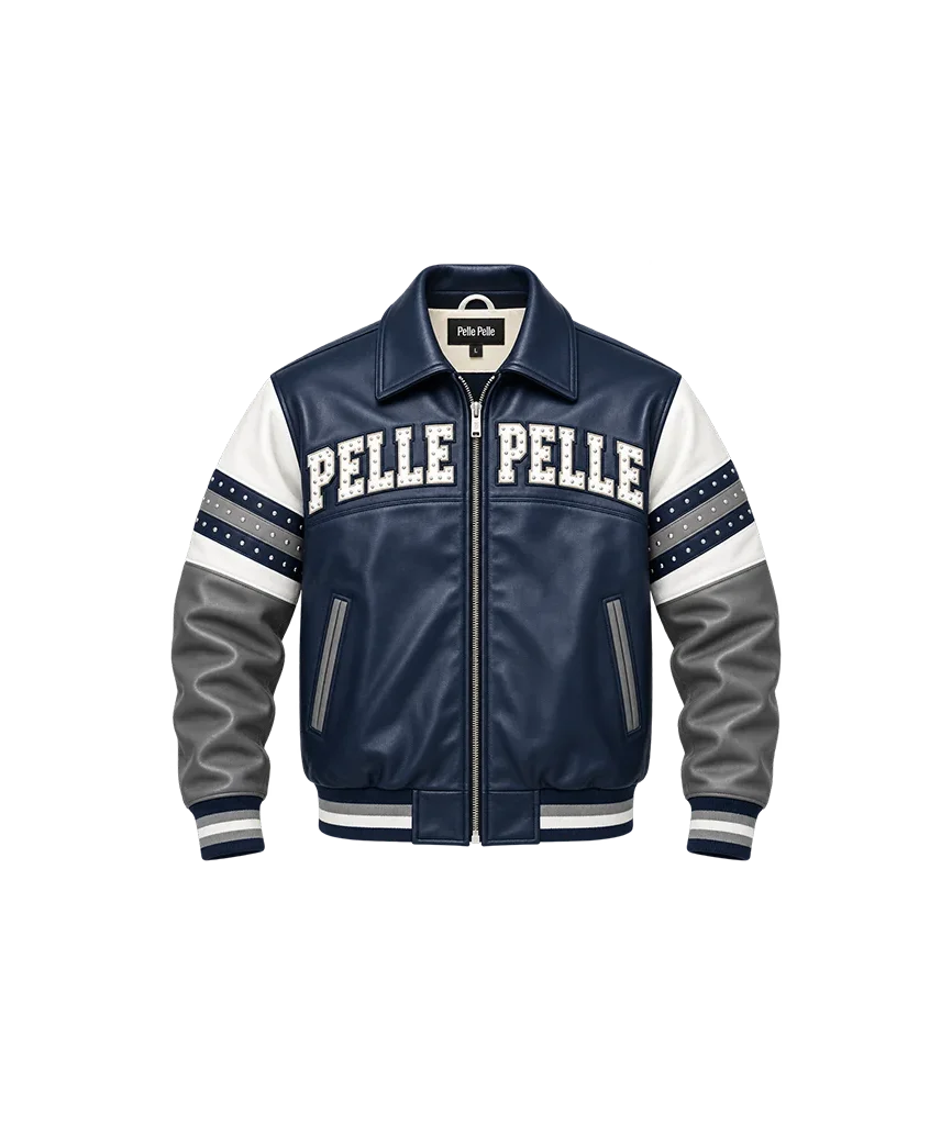 Pelle Pelle Soda Club Vintage Navy Blue Leather Jacket