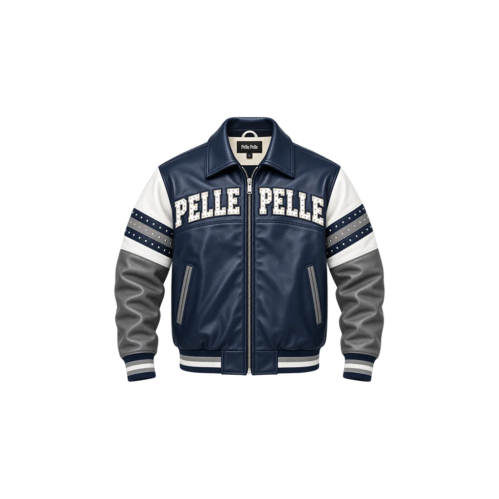Pelle Pelle Soda Club Vintage Navy Blue Leather Jacket