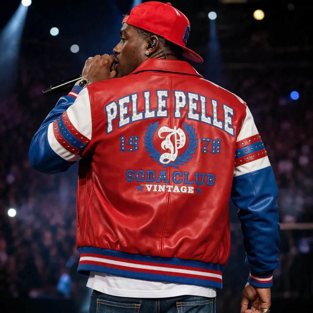 Pelle Pelle Soda Club Red & Blue Leather Jacket