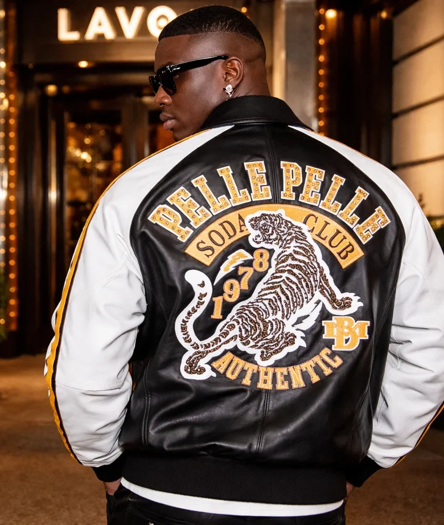 Pelle Pelle Soda Club Authentic Tiger Black Leather Jacket