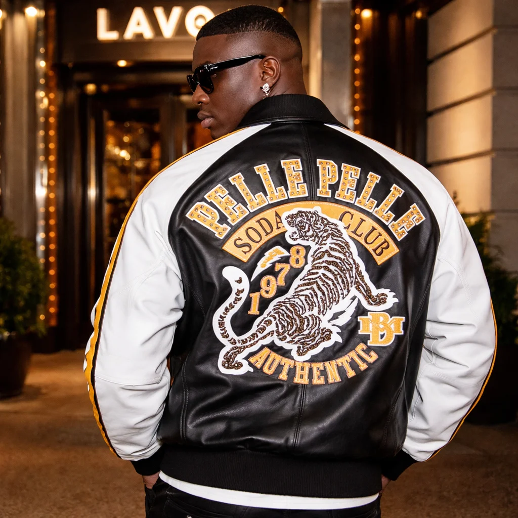 Pelle Pelle Soda Club Authentic Tiger Black Leather Jacket