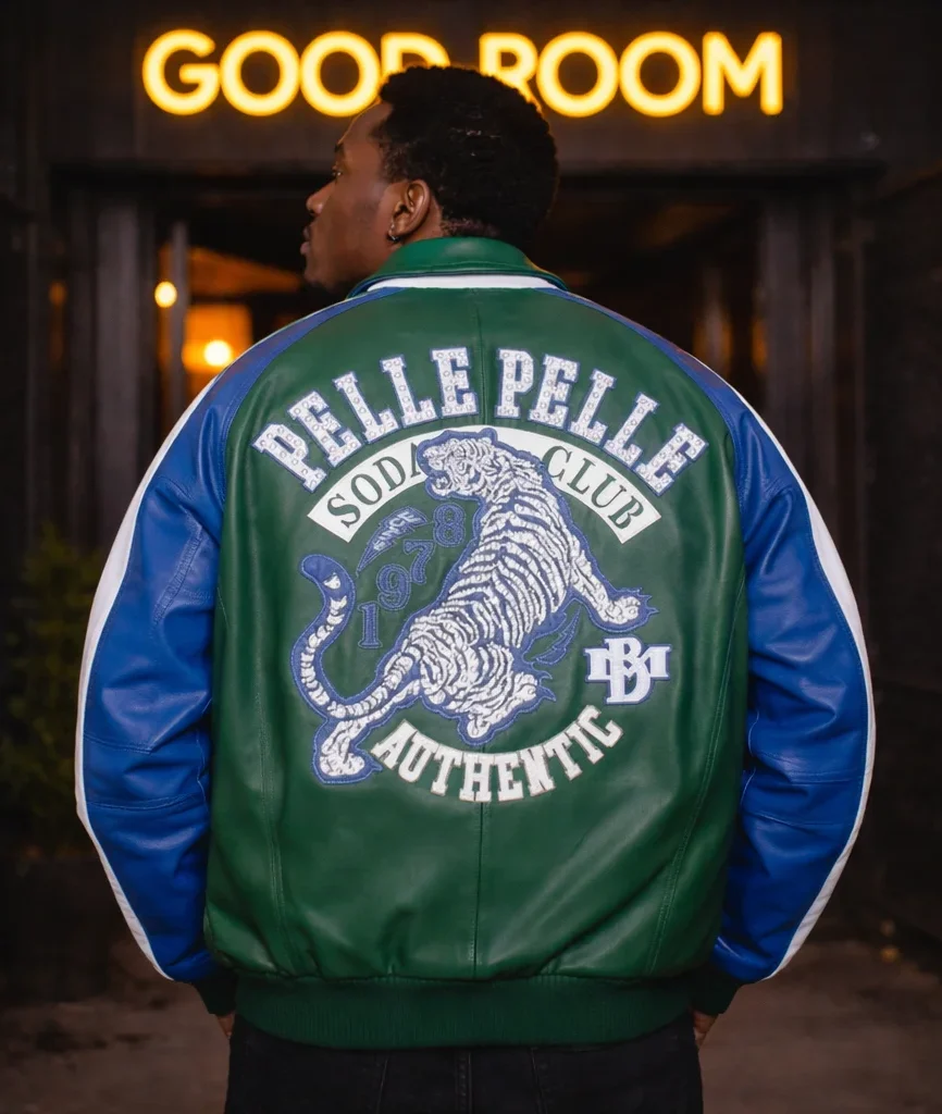 Pelle Pelle Soda Club Authentic Tiger Green Leather Jacket