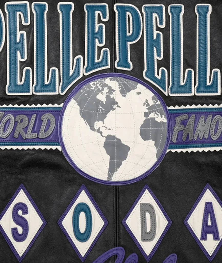 Pelle Pelle World Famous Soda Club Blue & Black Leather Jacket