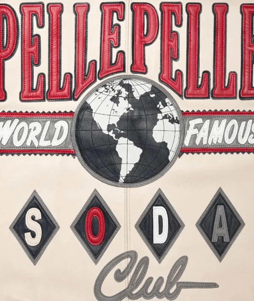 Pelle Pelle World Famous Soda Club Cream & Red Leather Jacket