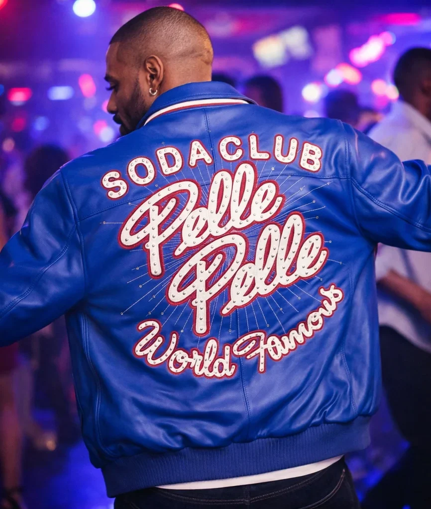 Pelle Pelle World Famous Soda Club Blue Leather Jacket