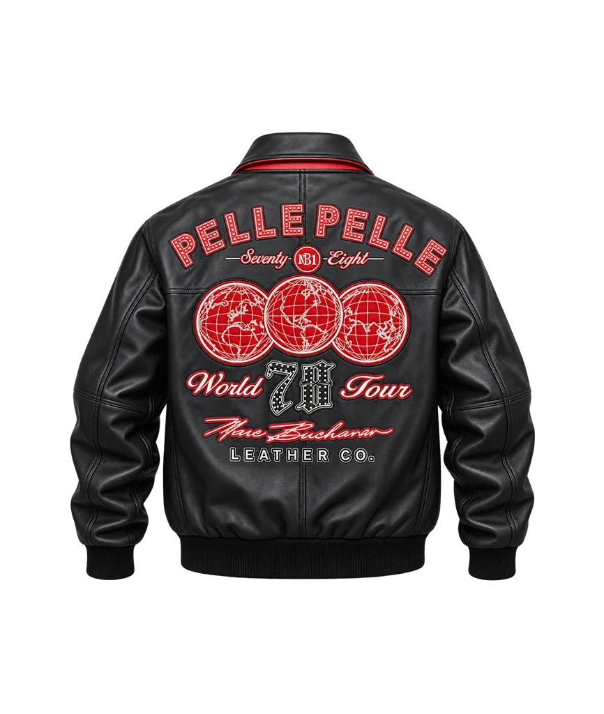 Pelle Pelle World Tour Plush Black & Red Leather Jacket