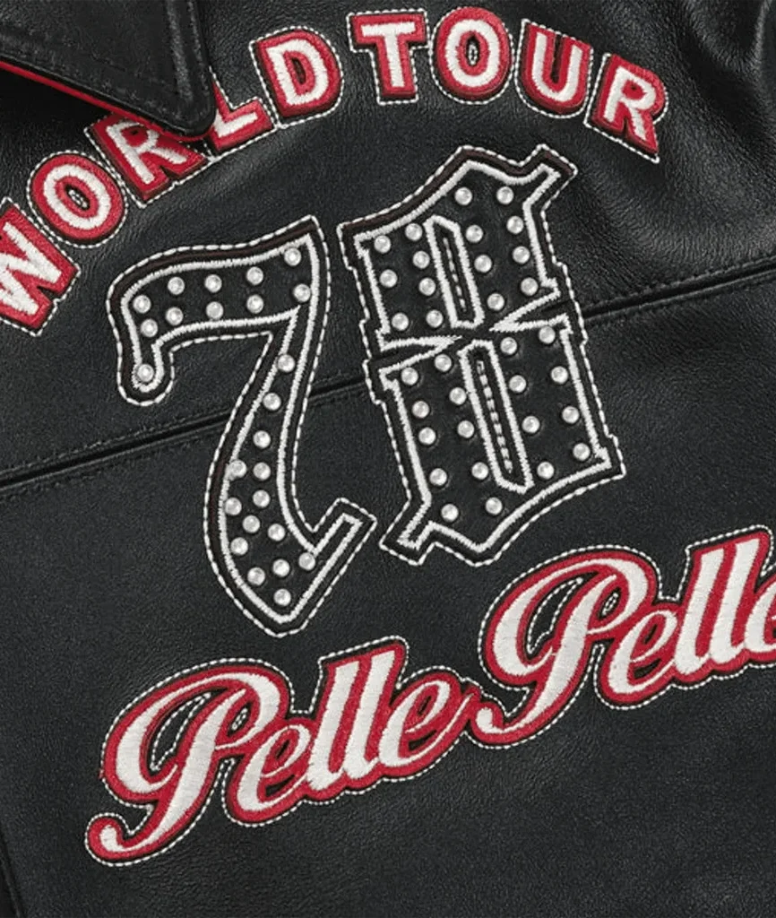 Pelle Pelle World Tour Plush Black & Red Leather Jacket