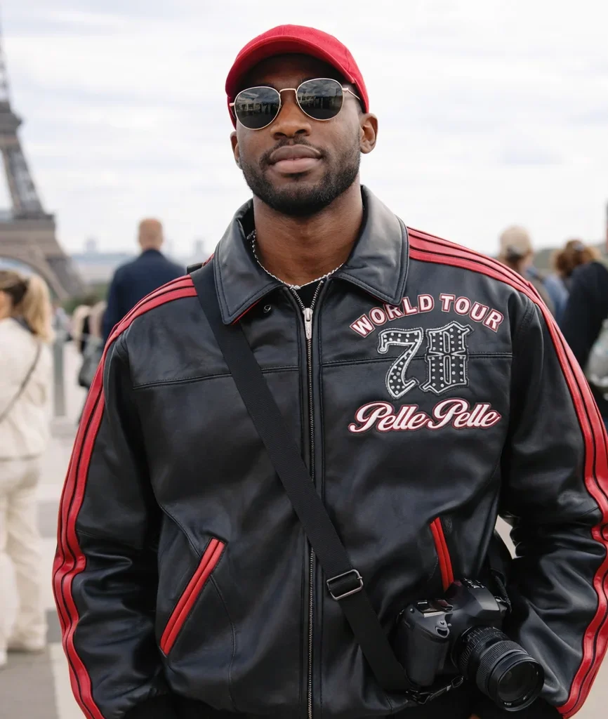Pelle Pelle World Tour Plush Black & Red Leather Jacket