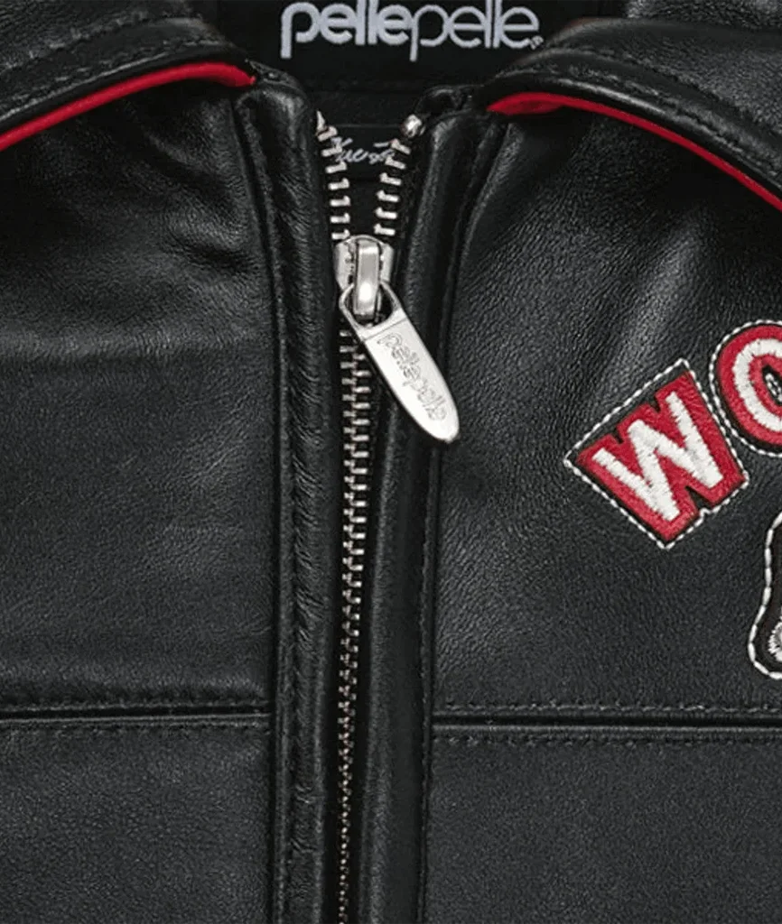 Pelle Pelle World Tour Plush Black & Red Leather Jacket