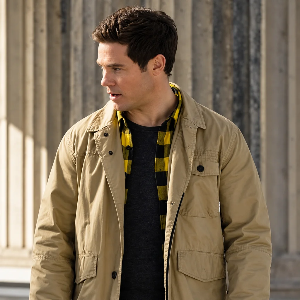 Pitch Perfect Bumper in Berlin Adam DeVine Khaki Cotton Jacket