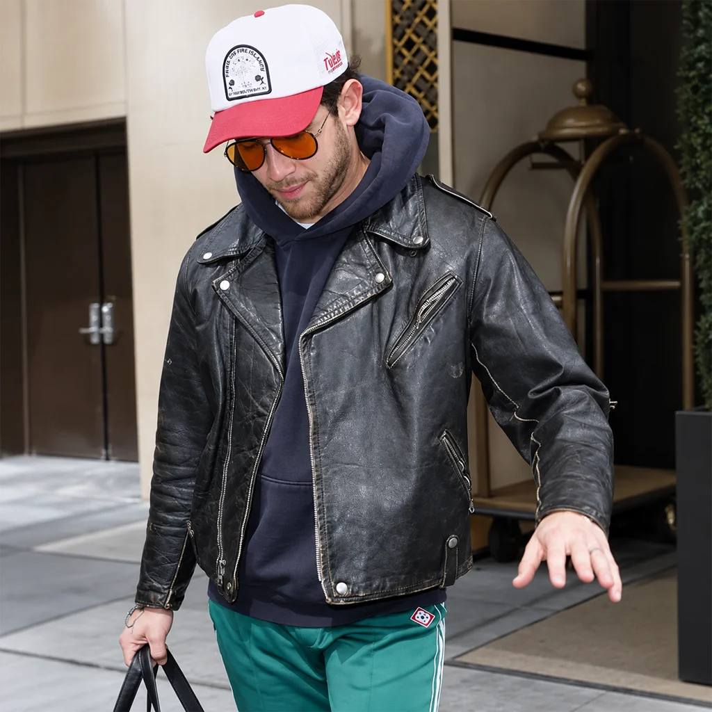 Danny Wilson Power Ballad Nick Jonas Black Biker Leather Jacket