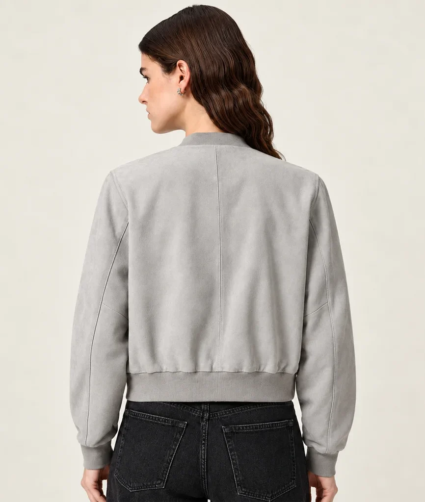 Women’s Premium Minimalist Suede Bomber Jacket