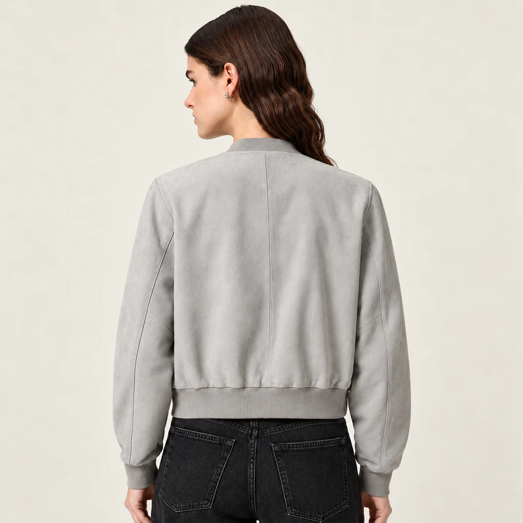 Women’s Premium Minimalist Suede Bomber Jacket
