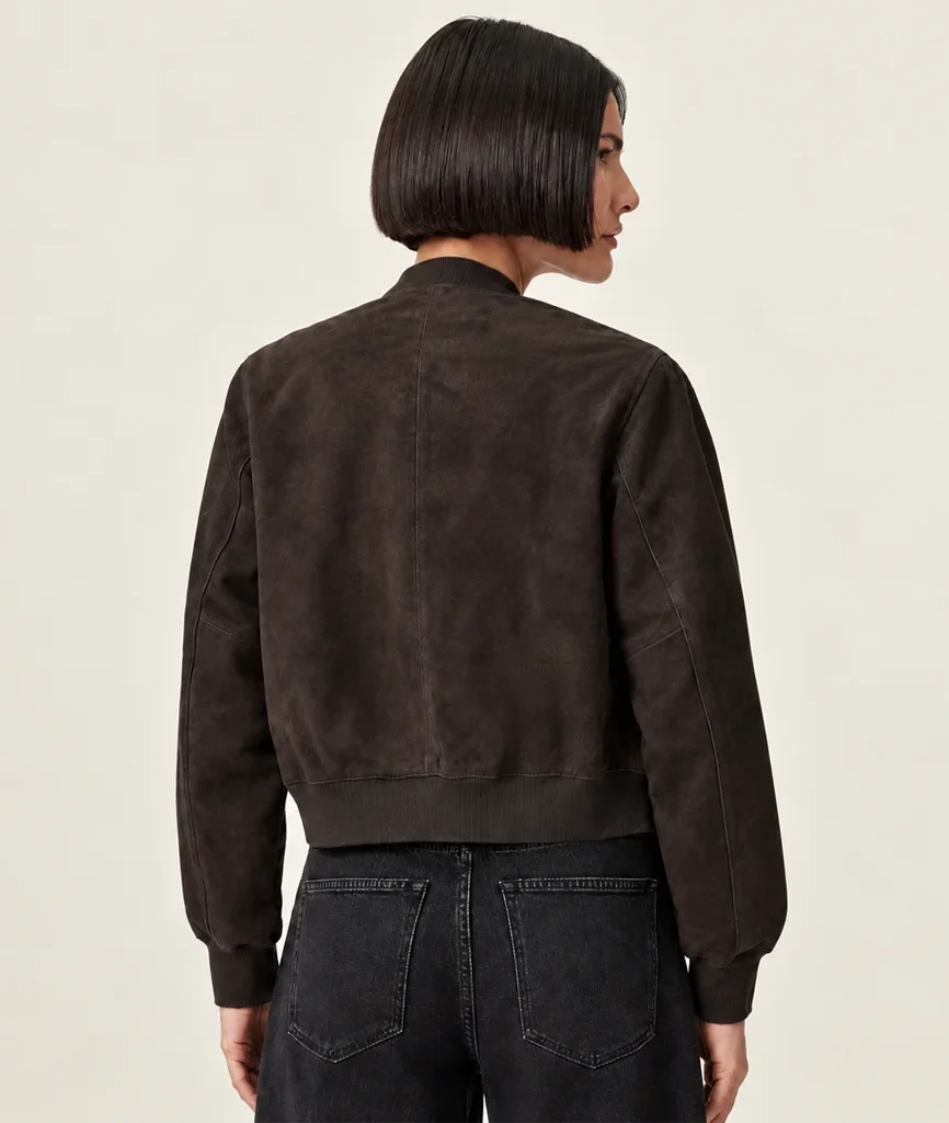 Women’s Premium Minimalist Suede Bomber Jacket