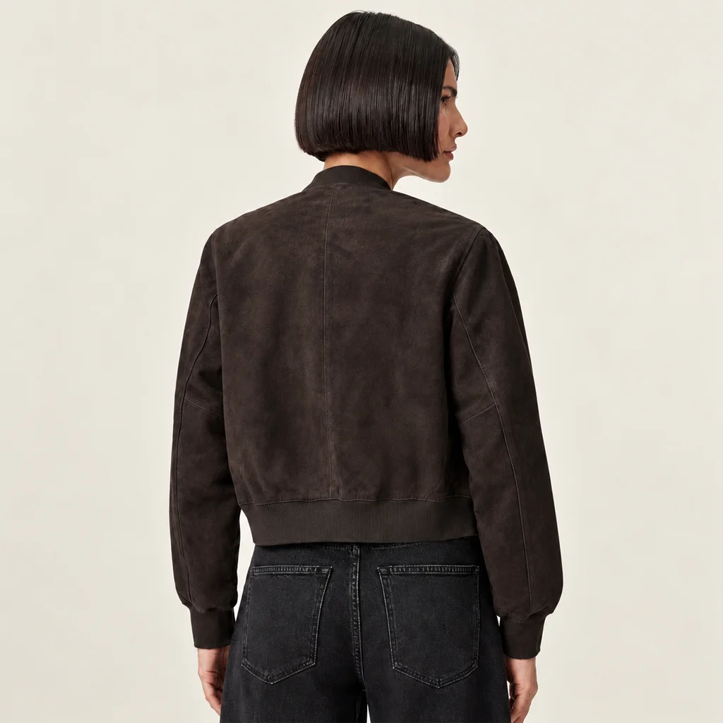 Women’s Premium Minimalist Suede Bomber Jacket