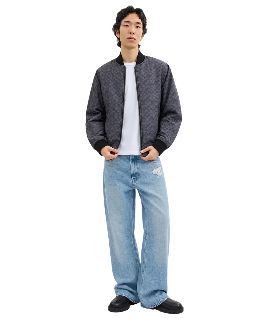 Men’s Reversible Signature Monogram Polyester Bomber Jacket