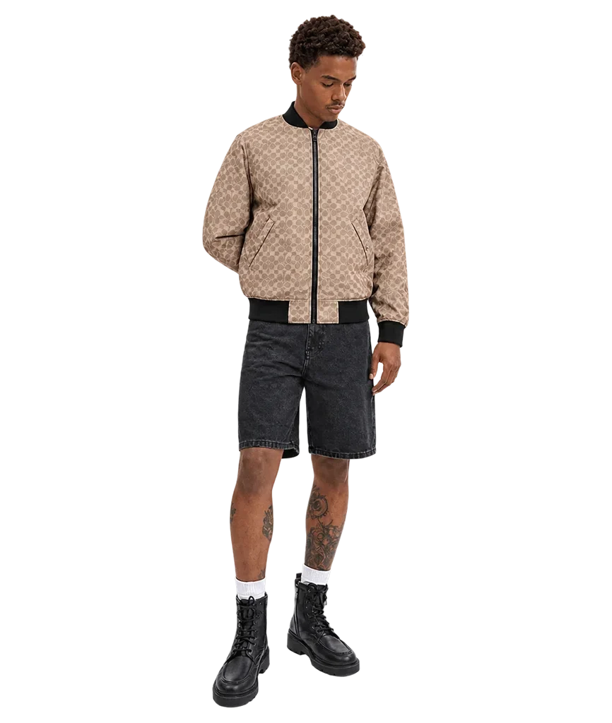 Men’s Reversible Signature Monogram Polyester Bomber Jacket