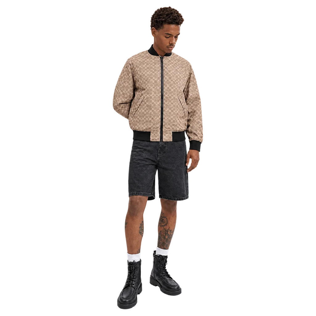 Men’s Reversible Signature Monogram Polyester Bomber Jacket