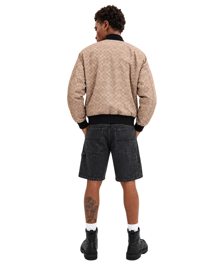 Men’s Reversible Signature Monogram Polyester Bomber Jacket