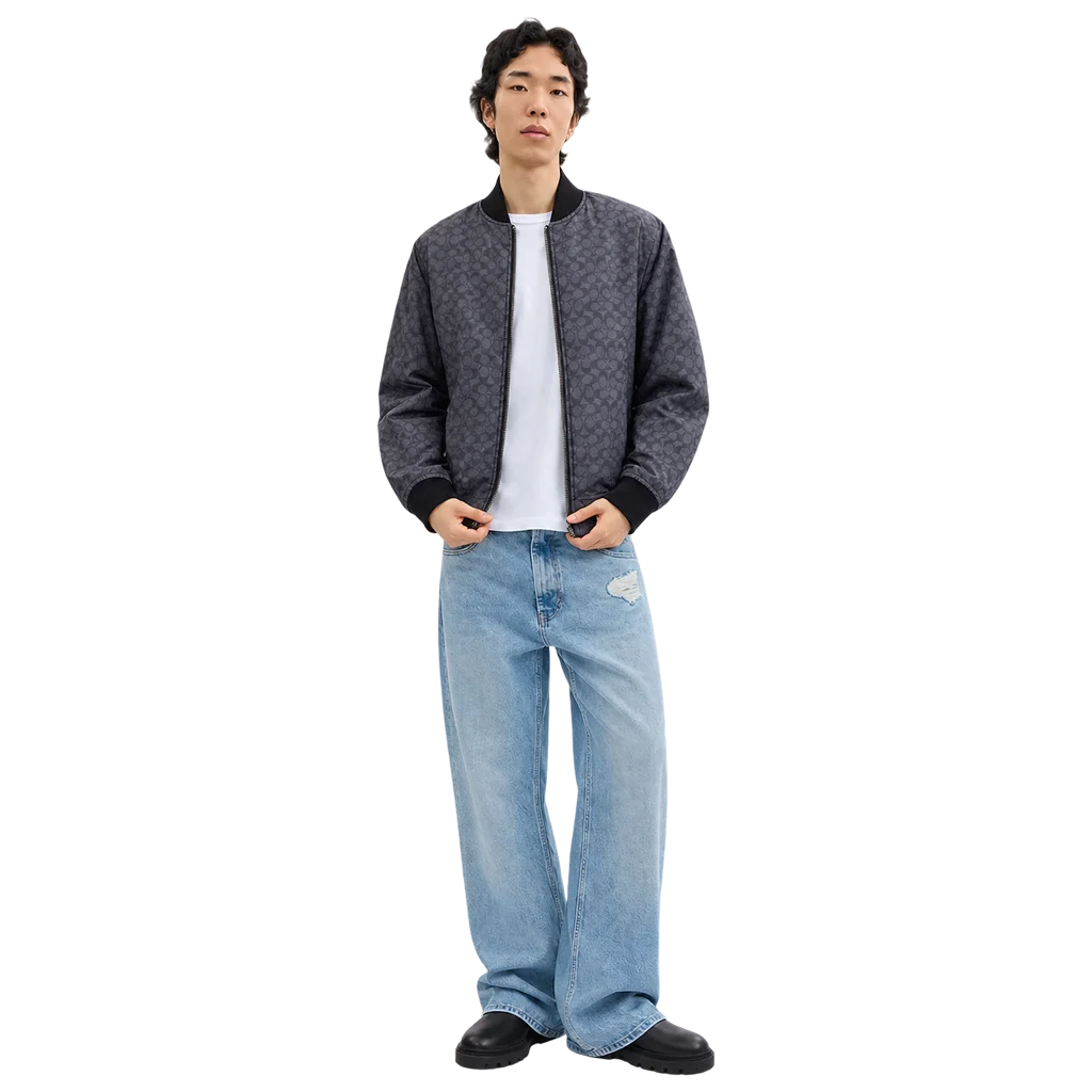 Men’s Reversible Signature Monogram Polyester Bomber Jacket