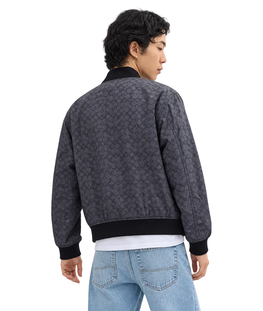 Men’s Reversible Signature Monogram Polyester Bomber Jacket